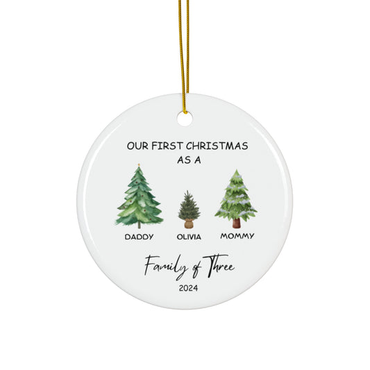 Family of Three Christmas Ornament - Family of 3 - Custom Family Ornament - Personalized Baby's First Christmas Ornament - First Christmas Ornament - Christmas Tree Decor