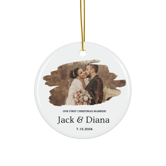 First Christmas Married Ornament - Custom Married Photo Ornament - Personalized Ornament- First Christmas Married Gift - Christmas Ornament Gift for Couples - Christmas Tree Ornament