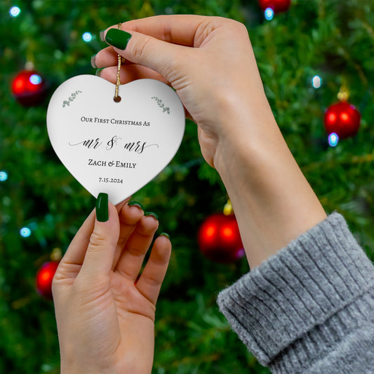 First Christmas Married Ornament - Mr and Mrs Christmas Ornament - Our First Christmas Married as Mr and Mrs Ornament - Personalized Christmas Ornament - Custom Ornament with Name - Heart Shape Ornament