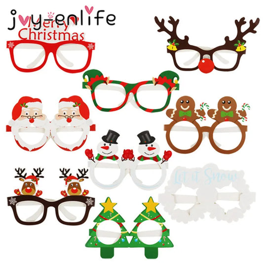 Christmas Costume Accessories Christmas Glasses Christmast Funky Costume Santa Claus Xmas Tree Elk Paper Glasses Frame Christmas Glasses Photo Prop Christmas Decorations Christmas Family Costume Accessories