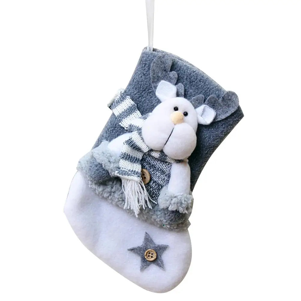 Christmas Stockings Three-dimensional 3D Stockings Santa Claus Snowman Elk Figurine Stockings Gift Candy Bag Christmas Sock Christmas Decor