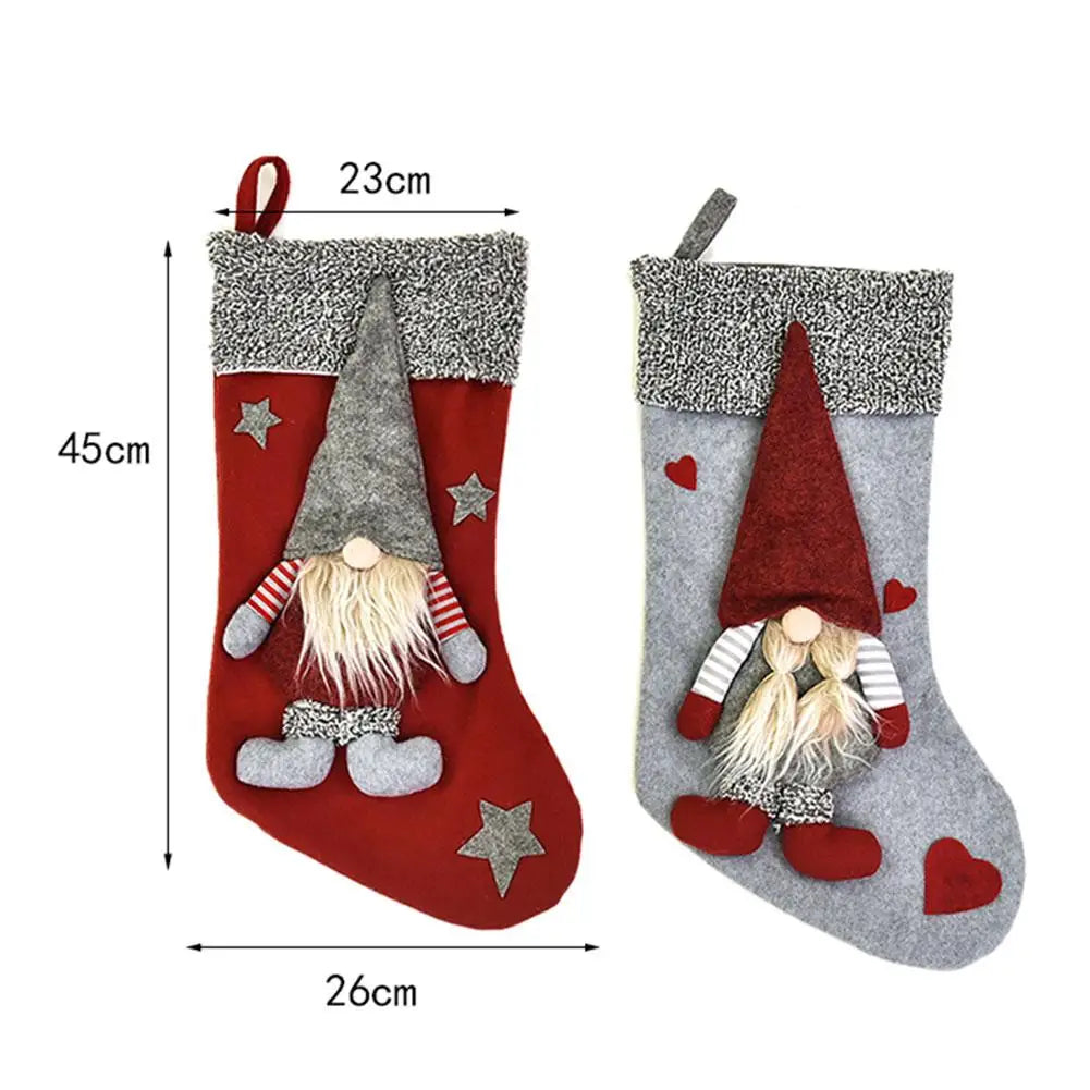 Large Christmas Stockings Knitted Faceless Santa Gnome Doll Socks Xmas Candy Gift Bag Christmas Tree Pendant New Year Home Decor