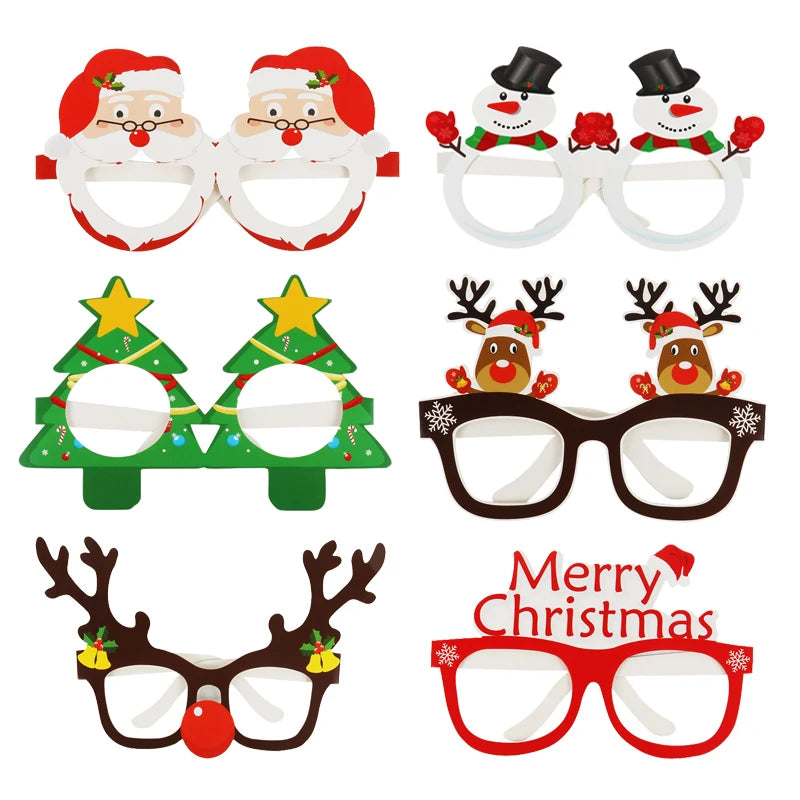 Christmas Costume Accessories Christmas Glasses Christmast Funky Costume Santa Claus Xmas Tree Elk Paper Glasses Frame Christmas Glasses Photo Prop Christmas Decorations Christmas Family Costume Accessories