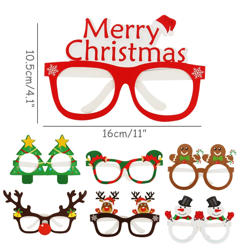 Christmas Costume Accessories Christmas Glasses Christmast Funky Costume Santa Claus Xmas Tree Elk Paper Glasses Frame Christmas Glasses Photo Prop Christmas Decorations Christmas Family Costume Accessories