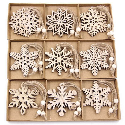 Vintage Snowflake Christmas Wooden Pendants Ornaments Angel Ornament Christmas Tree Ornaments Christmas Wooden Decorations Hanging Gifts Snowflake Ornaments Set of 12 Christmas Ornament Gift Box