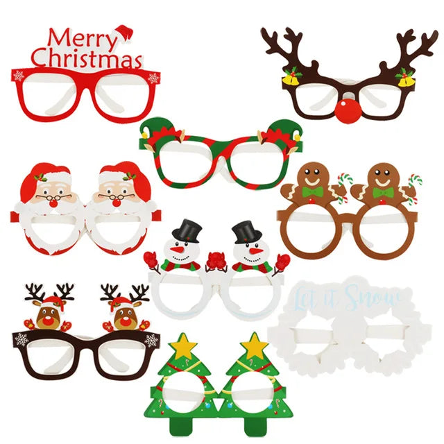 Christmas Costume Accessories Christmas Glasses Christmast Funky Costume Santa Claus Xmas Tree Elk Paper Glasses Frame Christmas Glasses Photo Prop Christmas Decorations Christmas Family Costume Accessories