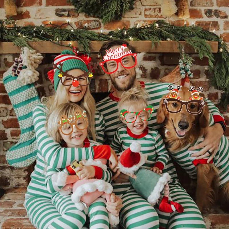 Christmas Costume Accessories Christmas Glasses Christmast Funky Costume Santa Claus Xmas Tree Elk Paper Glasses Frame Christmas Glasses Photo Prop Christmas Decorations Christmas Family Costume Accessories