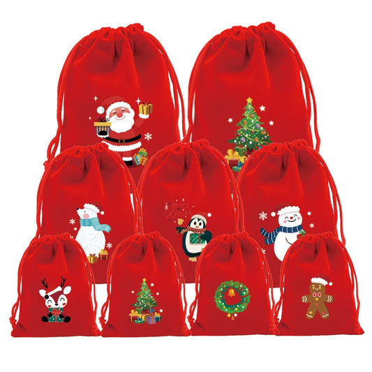 Christmas Velvet Bags Small Candy Gifts Large Candy Bag Drawstring Pouch Gift Bag Xmas Bag Decoration Packaging Bag