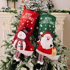 Christmas Stocking Large Stockings Santa Snowman Candy Bag Gift Socks Tree Christmas Ornament Decorations for Family Holiday Christmas Party Decor