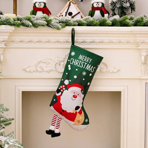 Christmas Stocking Large Stockings Santa Snowman Candy Bag Gift Socks Tree Christmas Ornament Decorations for Family Holiday Christmas Party Decor