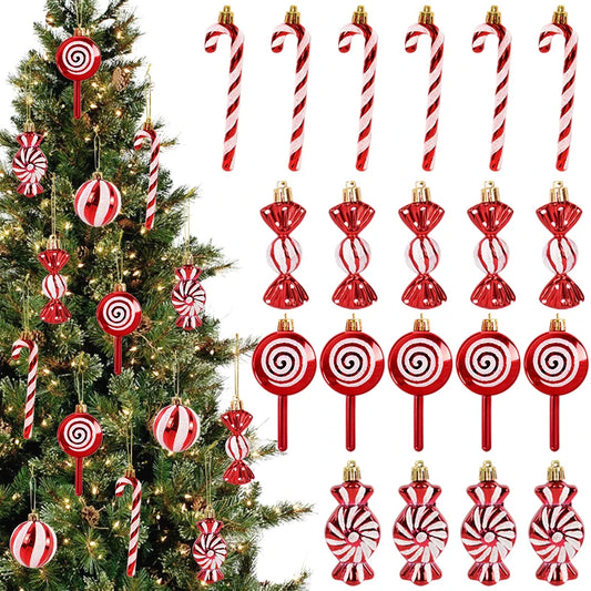 Christmas Lollipop Ornament Candy Cane Pendant Ornament Xmas Tree Hanging Ball Ornaments Christmas Decorations for Home New Year Gift Bulk Christmas Ornaments