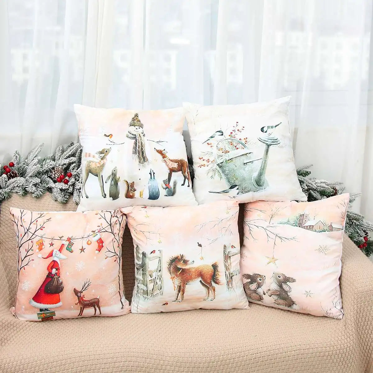 Christmas Pillowcase Christmas Cushion Cover Christmas Decorations for Home Christmas Ornament Gift New Year Home Decor Winter Cushion Cover