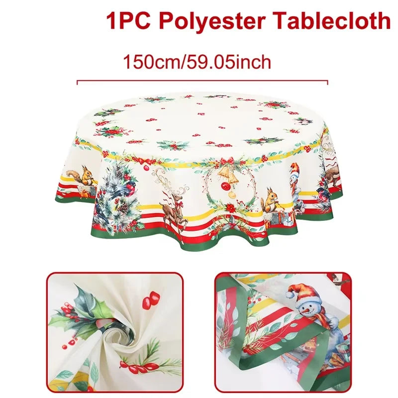 Christmas Tablecloth Santa Claus Tablecloth Elk Tablecloth Christmas Decors for Home Table Cover Christmas Ornament New Year Decor