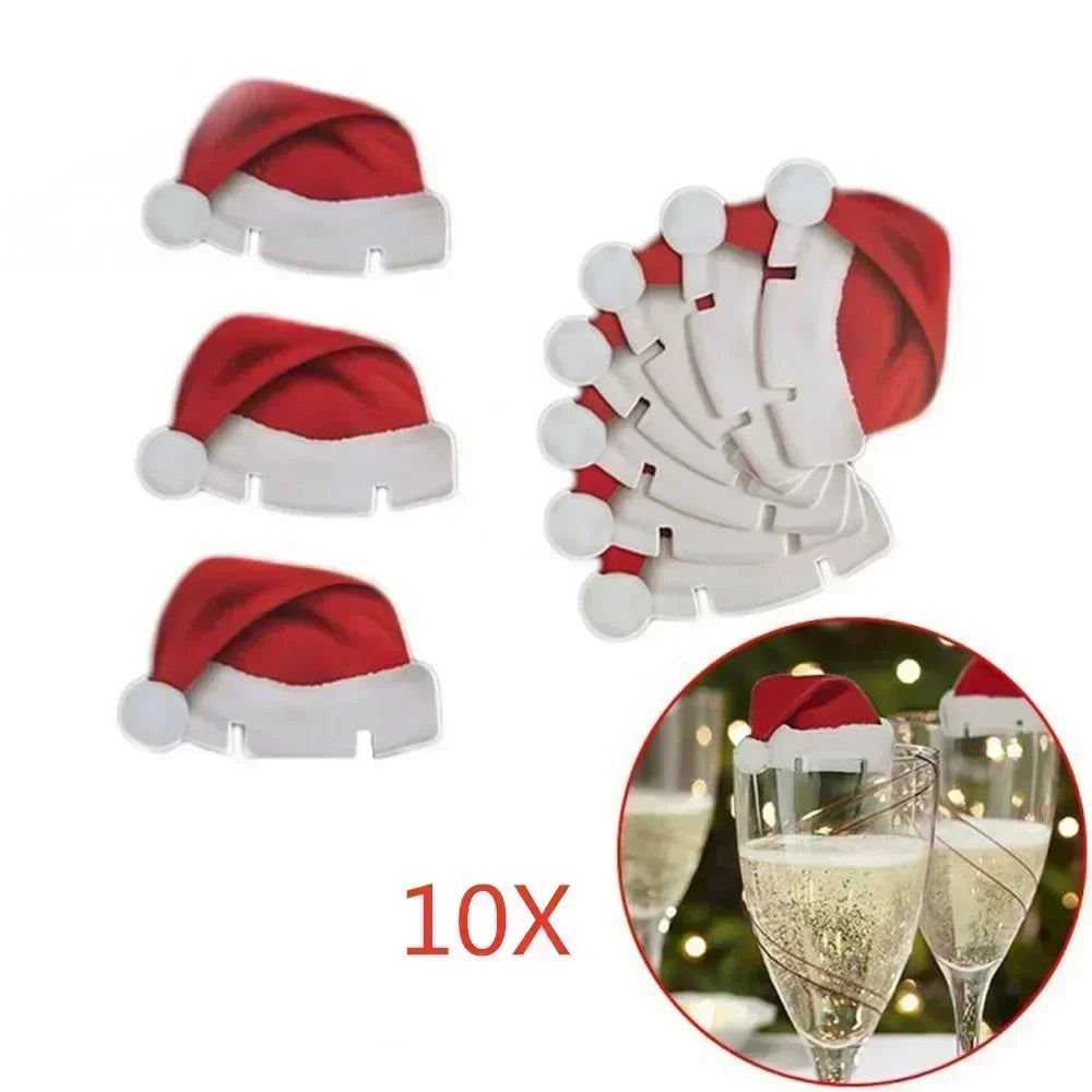 Christmas Cup Card Santa Hat Wine Glass Decor Ornaments New Year Gift Christmas Decorations