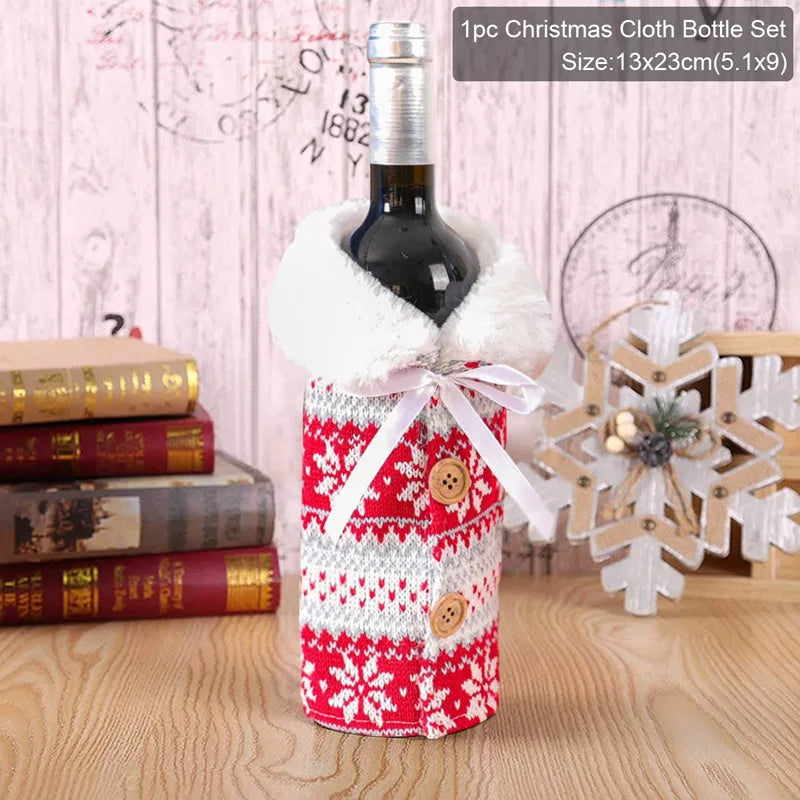 Christmas Wine Bottle Cover Christmas Decorations For Home Christmas Ornament Gifts New Year Decorations