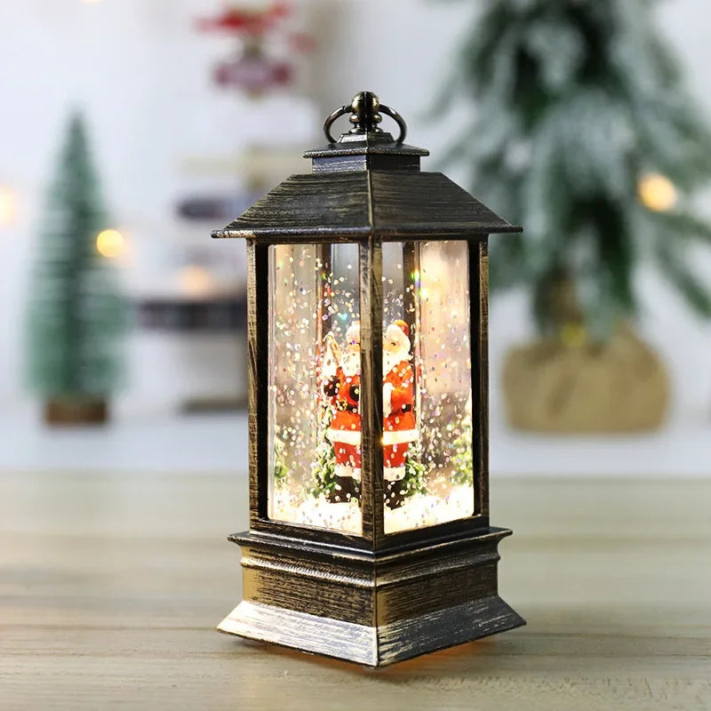 Vintage Christmas Lamp Christmas Storm Lantern Crystal Lamp Christmas Lights Santa Claus Lamp Christmas Party Decoration Christmas Ornament Christmas Gift