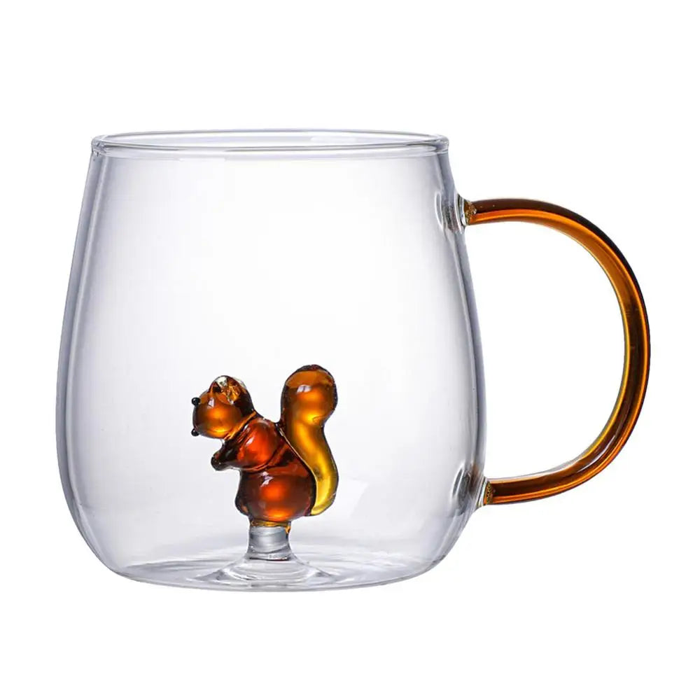 3D Animal Glass Cup Christmas Mug Animal Inside Glass Christmas Drinking Glasses Cartoon Glass Coffee Mug Christmas Gift New Year Mug Unique Drinkware