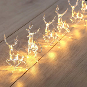 Christmas Reindeer String Lights Garland Decoration For Home Crystal Elk Fairy Lights Ornament Xmas Wedding party Christmas Lights