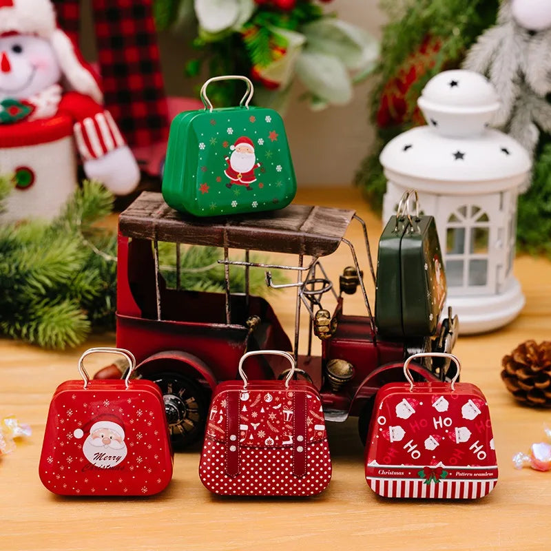 Christmas Tin Handbags Santa Claus Bags Kids Candy Box Kids Candy Bag Christmas Gift for Girls New Year Gift Christmas Theme Bags