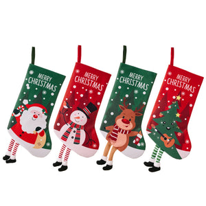 Christmas Stocking Large Stockings Santa Snowman Candy Bag Gift Socks Tree Christmas Ornament Decorations for Family Holiday Christmas Party Decor