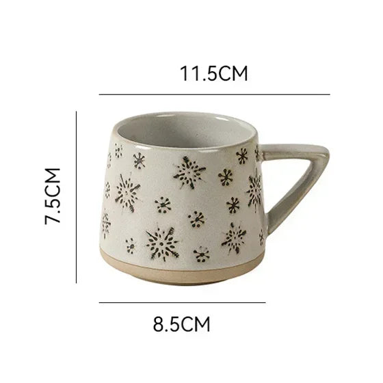 Retro Ceramic Mug with Handle Heat-resistant Coffee Cup Vintage Christmas Elk Home Office Handmade Water Tea Cups Christmas New Year Gift Winter Coffee Mug