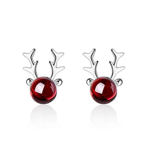 Christmas Elk Earrings for Women Garnet Antler Earrings Girlfriend Elk Ear Stud Christmas Jewellery Gifts Set Jewellery for Girls Christmas Accessories