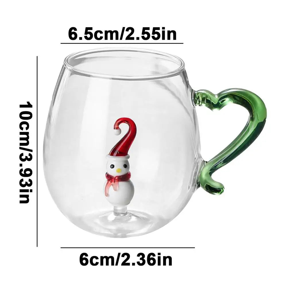 3D Animal Glass Cup Christmas Mug Animal Inside Glass Christmas Drinking Glasses Cartoon Glass Coffee Mug Christmas Gift New Year Mug Unique Drinkware