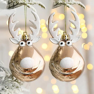 Elk Christmas Balls Ornaments Xmas Tree Hanging Bauble Pendant Christmas Decorations for Home New Year Party Ornaments Christmas Ornaments Set of 2 Unique Christmas Ornaments