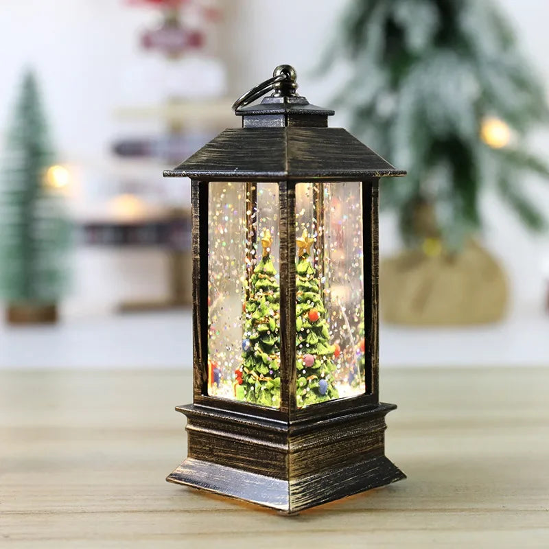 Vintage Christmas Lamp Christmas Storm Lantern Crystal Lamp Christmas Lights Santa Claus Lamp Christmas Party Decoration Christmas Ornament Christmas Gift