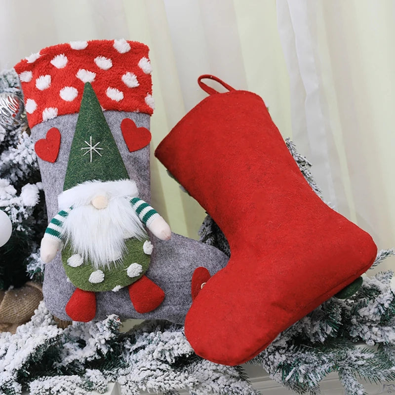 Christmas Stockings Hanging Ornaments Holiday Stockings Three-Dimensional Elf Faceless Doll Socks Kids Candy Bag Christmas Gifts Xmas Christmas Tree Decor