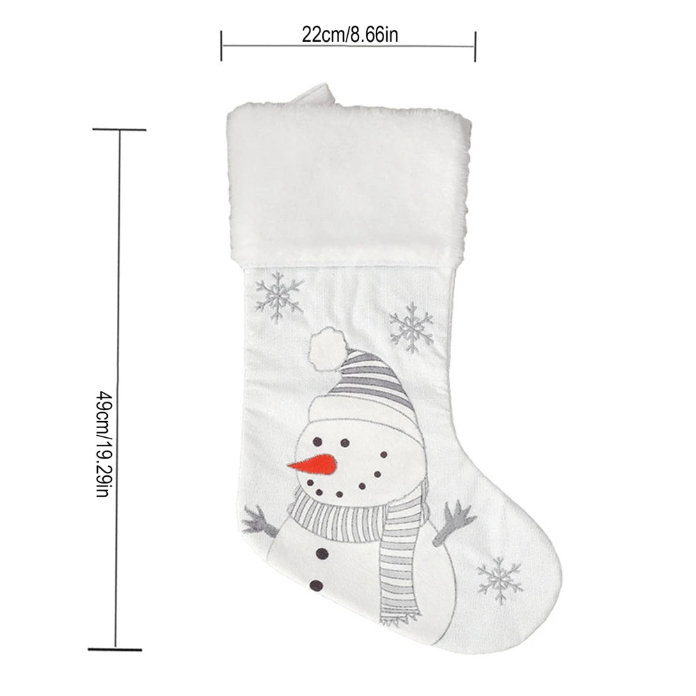 Christmas Stockings Snowman Fox Stockings Christmas Ornaments White Plush Candy Socks Gift Bags Christmas Tree Fireplace Decoration