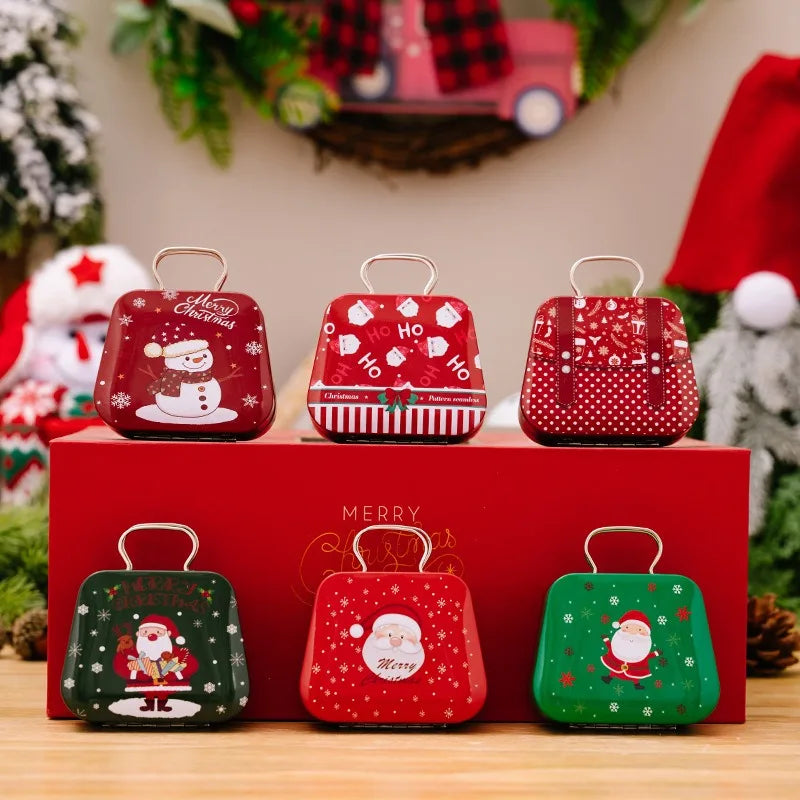 Christmas Tin Handbags Santa Claus Bags Kids Candy Box Kids Candy Bag Christmas Gift for Girls New Year Gift Christmas Theme Bags