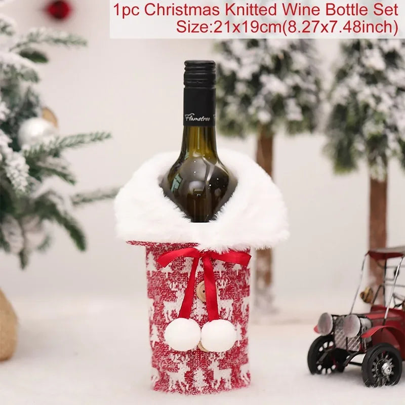 Christmas Wine Bottle Cover Christmas Decorations For Home Christmas Ornament Gifts New Year Decorations