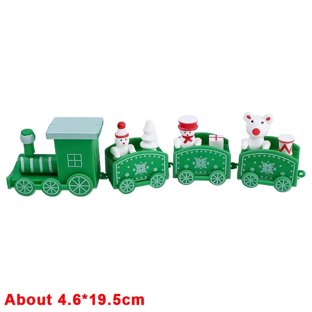 Wooden Train Christmas Ornaments Santa Cake Decoration Merry Christmas Gift for Kids Christmas New Year Party Table Decoration Kids Gifts Toys Children Decoration