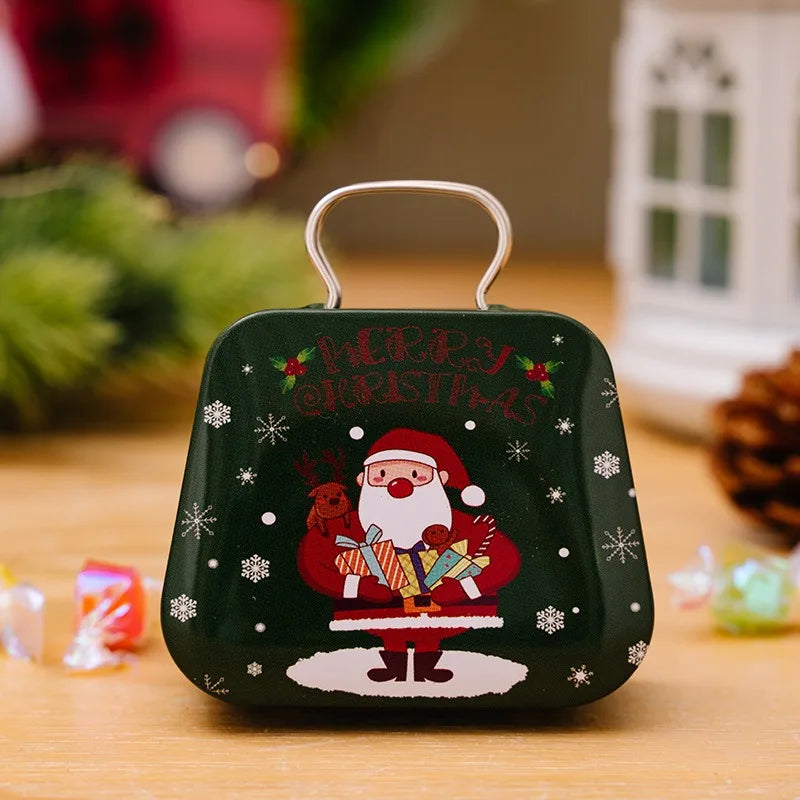 Christmas Tin Handbags Santa Claus Bags Kids Candy Box Kids Candy Bag Christmas Gift for Girls New Year Gift Christmas Theme Bags