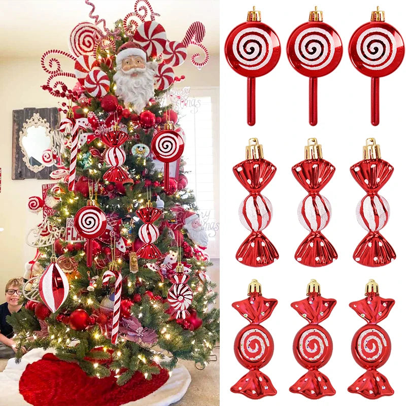 Christmas Lollipop Ornament Candy Cane Pendant Ornament Xmas Tree Hanging Ball Ornaments Christmas Decorations for Home New Year Gift Bulk Christmas Ornaments