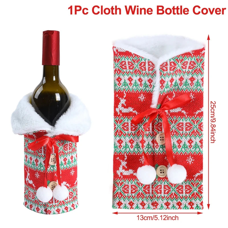 Christmas Wine Bottle Cover Christmas Decorations For Home Christmas Ornament Gifts New Year Decorations