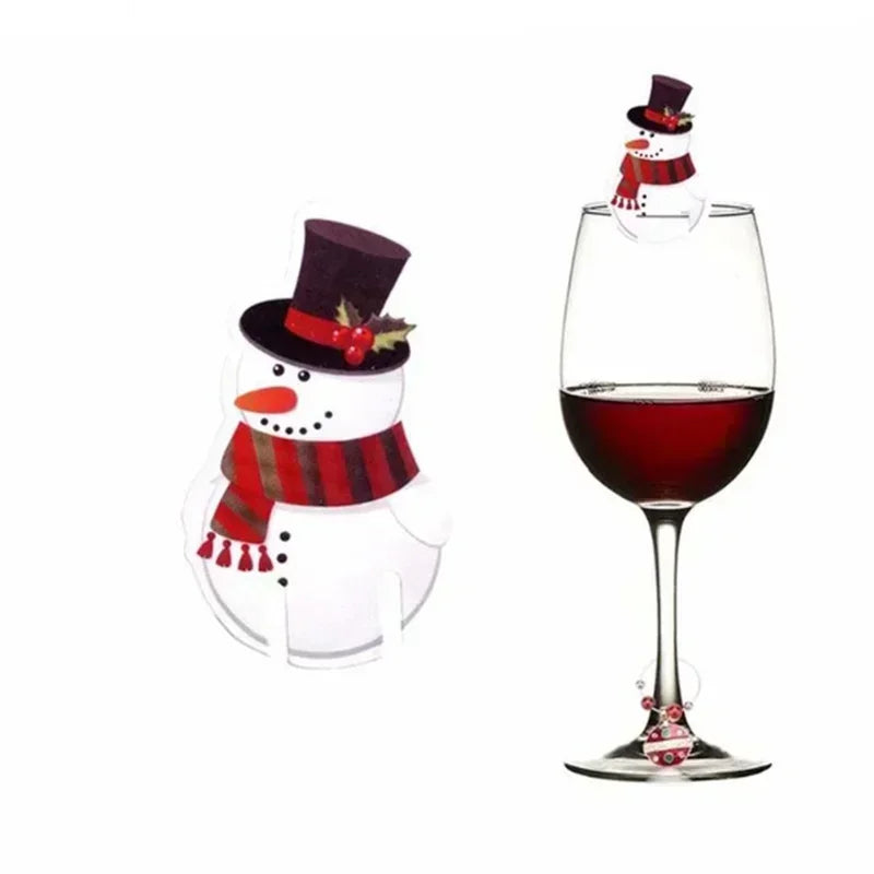 Christmas Cup Card Santa Hat Wine Glass Decor Ornaments New Year Gift Christmas Decorations