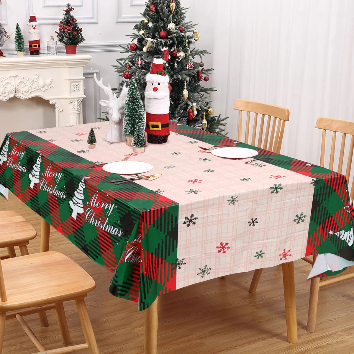 Christmas Tablecloth Santa Claus Tablecloth Elk Tablecloth Christmas Decors for Home Table Cover Christmas Ornament New Year Decor