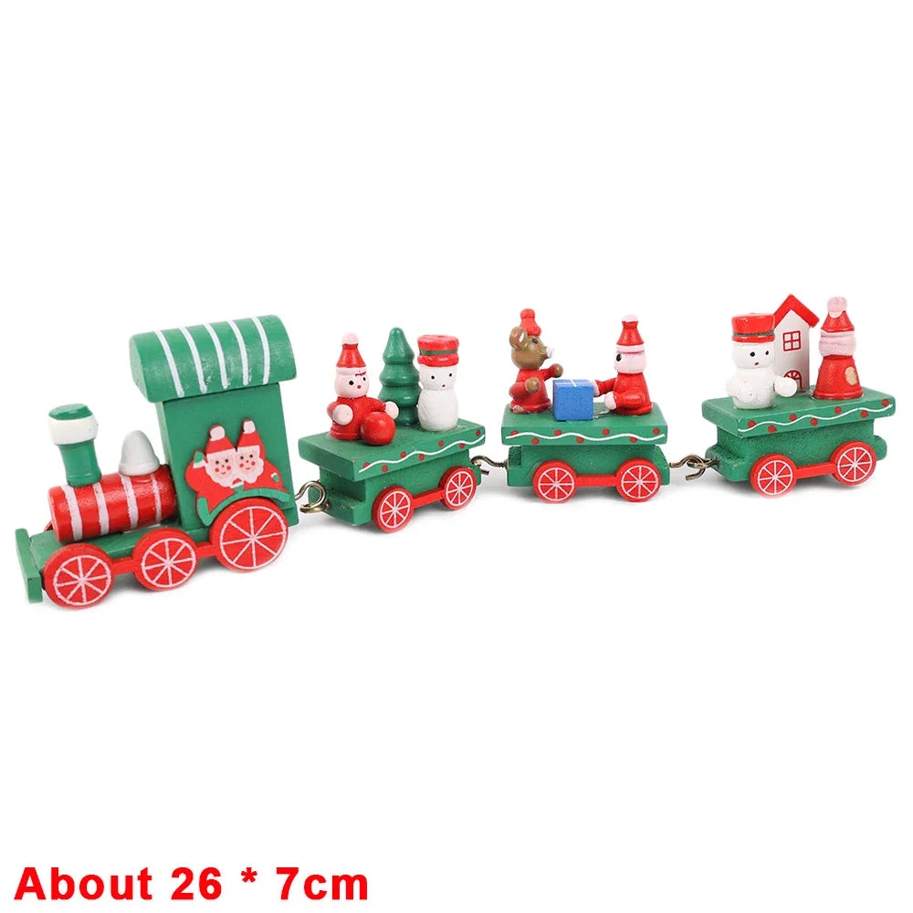 Wooden Train Christmas Ornaments Santa Cake Decoration Merry Christmas Gift for Kids Christmas New Year Party Table Decoration Kids Gifts Toys Children Decoration