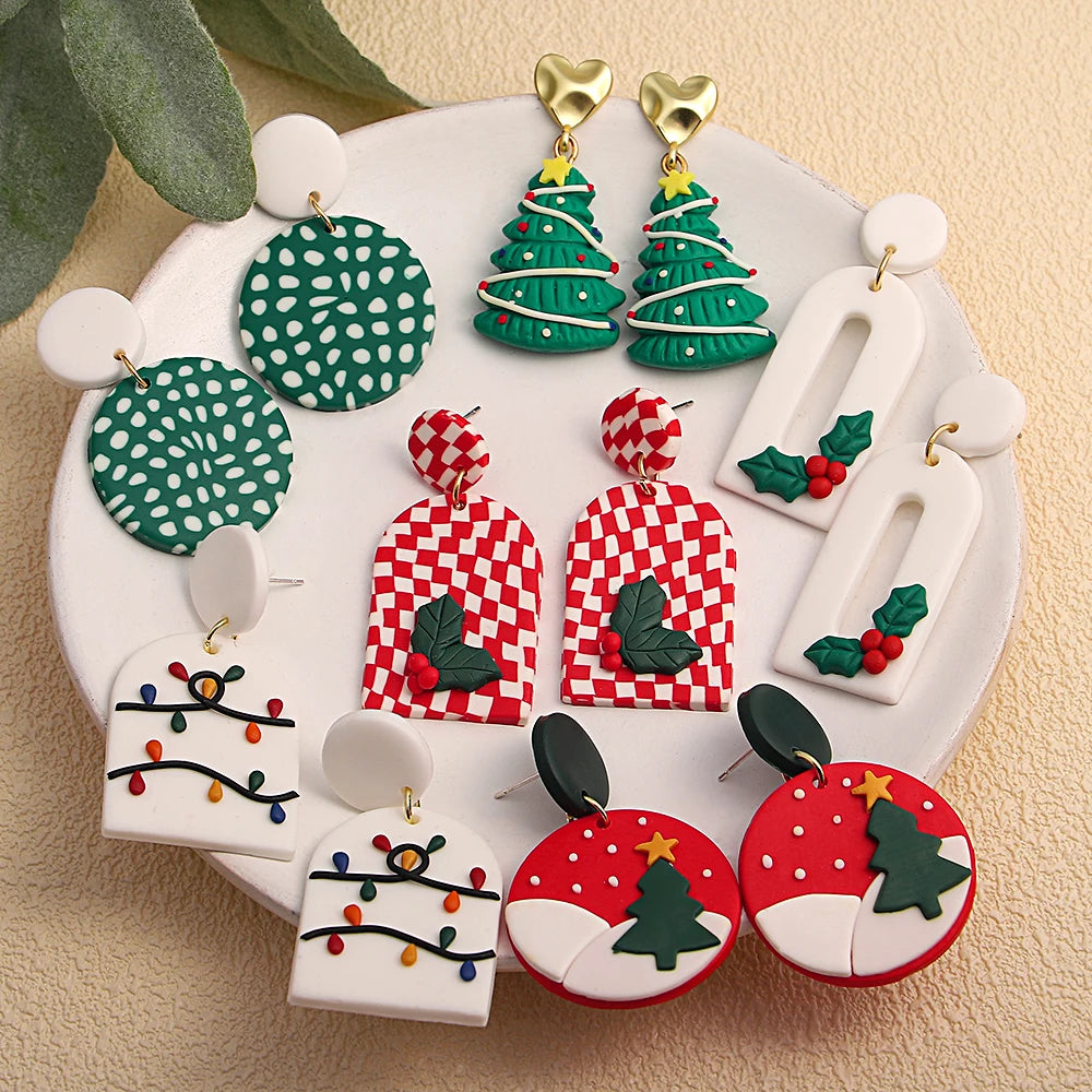 Christmas Earrings for Women Festival Gifts for Women Clay Drop Earrings 3D Handmade Earrings Xmas Accessories Snowman Earring Christmas Party Jewellery Christmas Costume Accessories