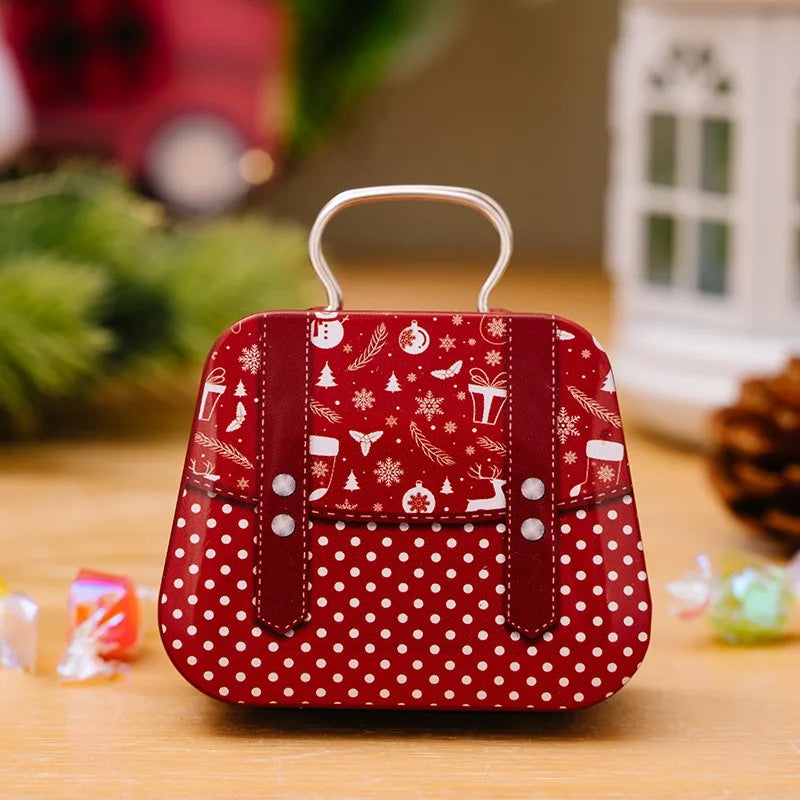 Christmas Tin Handbags Santa Claus Bags Kids Candy Box Kids Candy Bag Christmas Gift for Girls New Year Gift Christmas Theme Bags