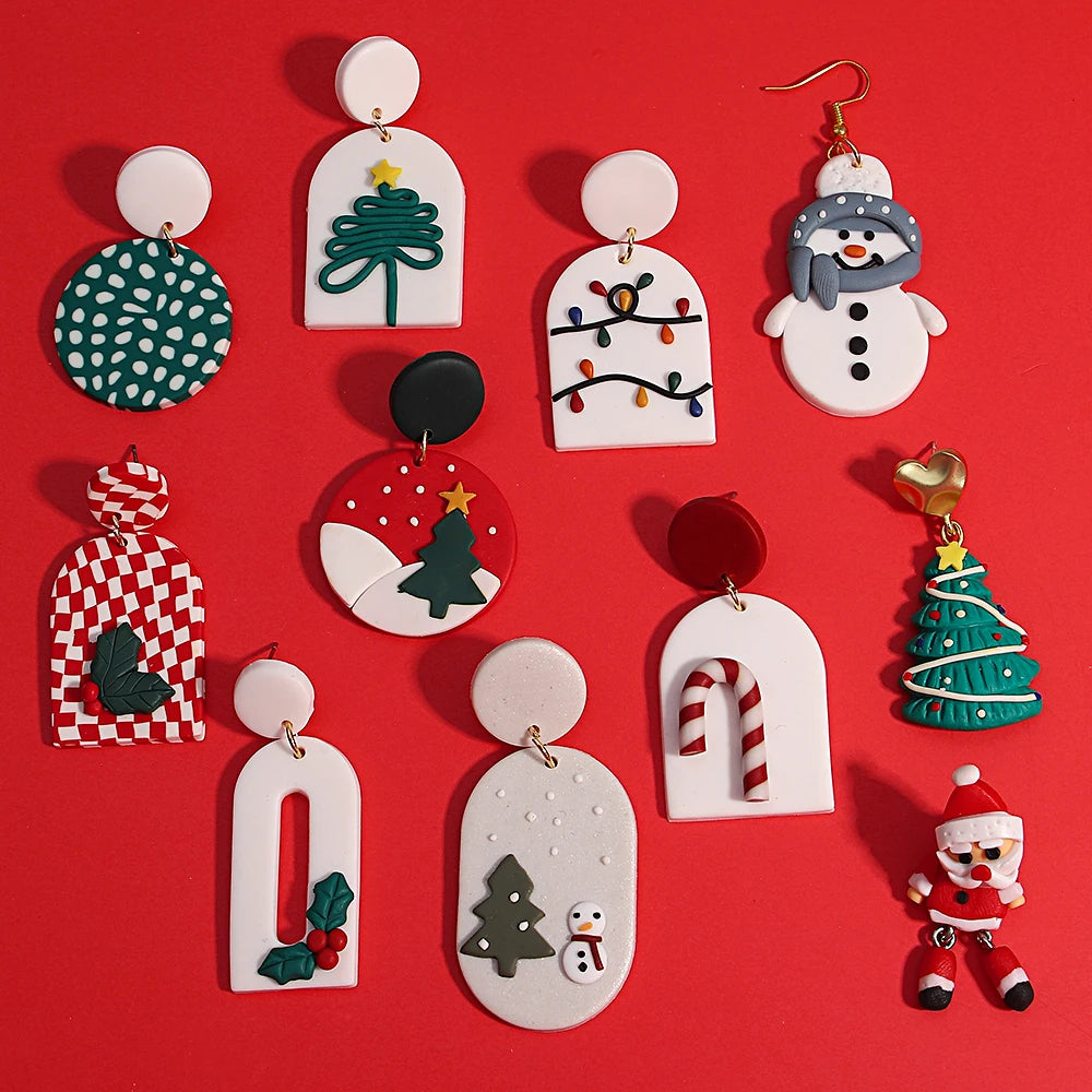 Christmas Earrings for Women Festival Gifts for Women Clay Drop Earrings 3D Handmade Earrings Xmas Accessories Snowman Earring Christmas Party Jewellery Christmas Costume Accessories