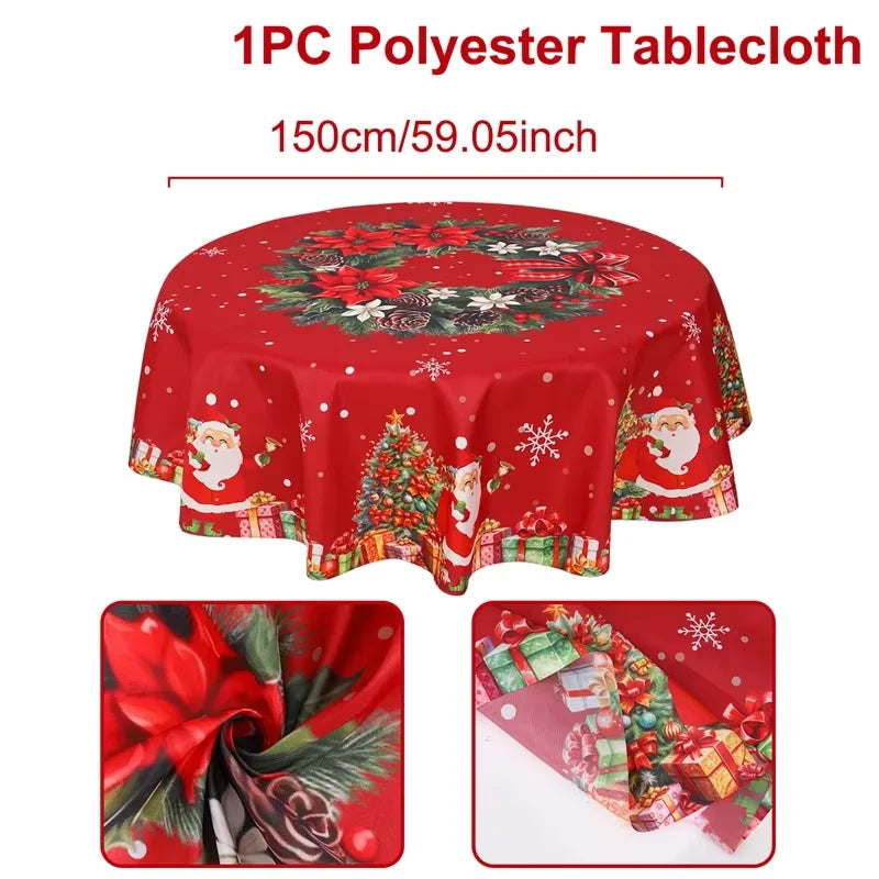 Christmas Tablecloth Santa Claus Tablecloth Elk Tablecloth Christmas Decors for Home Table Cover Christmas Ornament New Year Decor