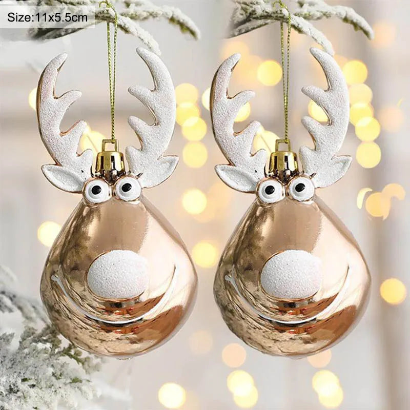 Elk Christmas Balls Ornaments Xmas Tree Hanging Bauble Pendant Christmas Decorations for Home New Year Party Ornaments Christmas Ornaments Set of 2 Unique Christmas Ornaments