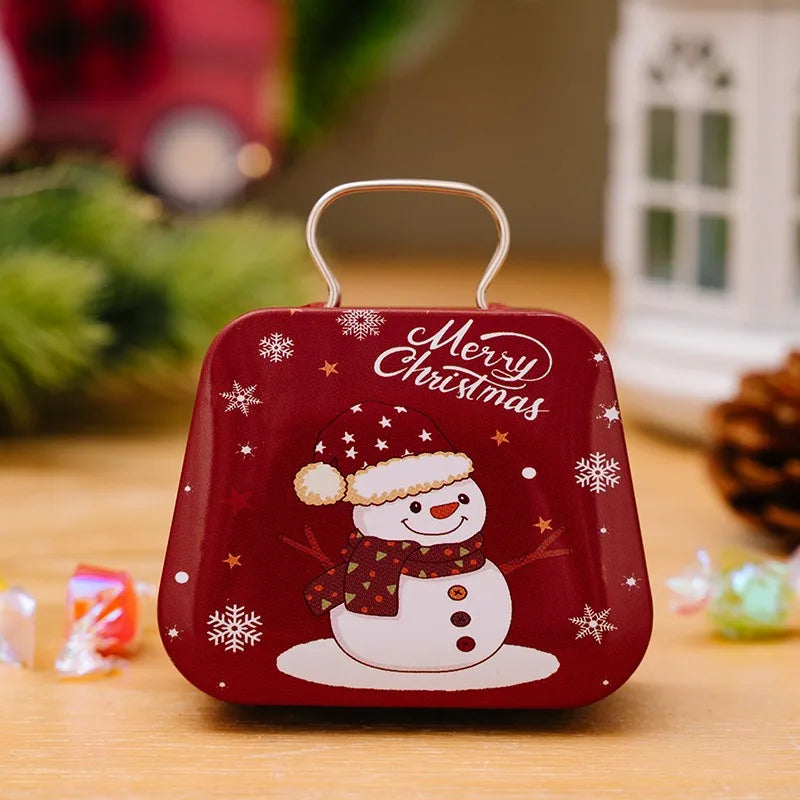 Christmas Tin Handbags Santa Claus Bags Kids Candy Box Kids Candy Bag Christmas Gift for Girls New Year Gift Christmas Theme Bags