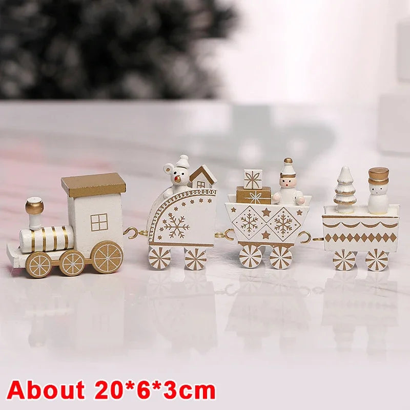 Wooden Train Christmas Ornaments Santa Cake Decoration Merry Christmas Gift for Kids Christmas New Year Party Table Decoration Kids Gifts Toys Children Decoration