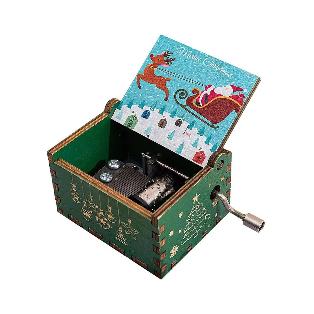 Best Christmas Gift for Kids Christmas Theme Music Box Carving Wooden Hand Crank Music Box Santa Claus Music Box Christmas Gifts for Boys Christmas Gift for Girls New Year Gift Christmas Gift for Children Gifts