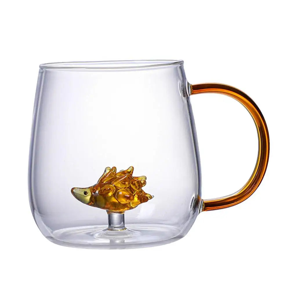 3D Animal Glass Cup Christmas Mug Animal Inside Glass Christmas Drinking Glasses Cartoon Glass Coffee Mug Christmas Gift New Year Mug Unique Drinkware