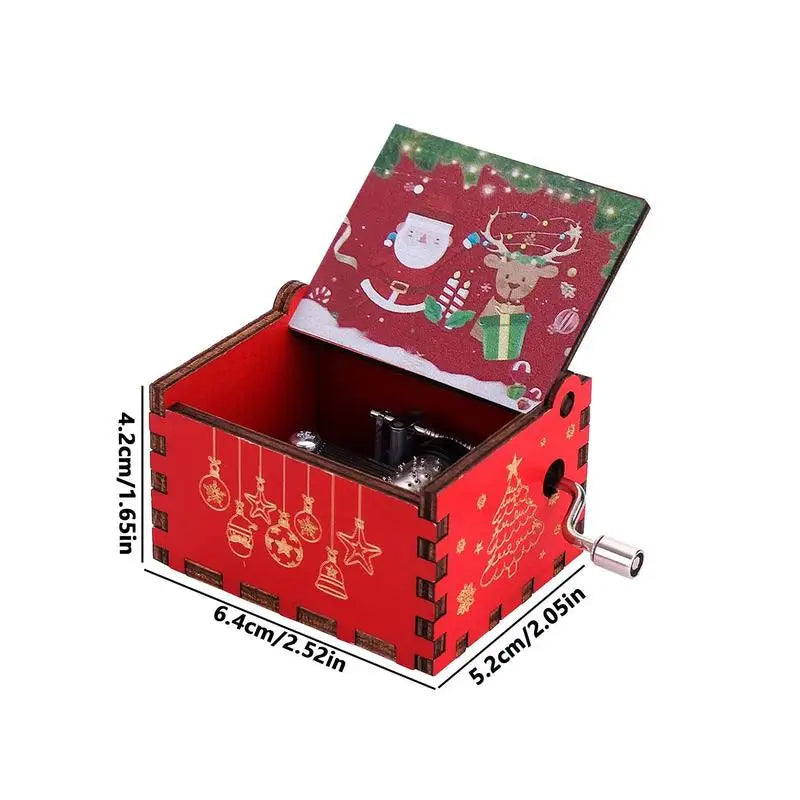 Best Christmas Gift for Kids Christmas Theme Music Box Carving Wooden Hand Crank Music Box Santa Claus Music Box Christmas Gifts for Boys Christmas Gift for Girls New Year Gift Christmas Gift for Children Gifts